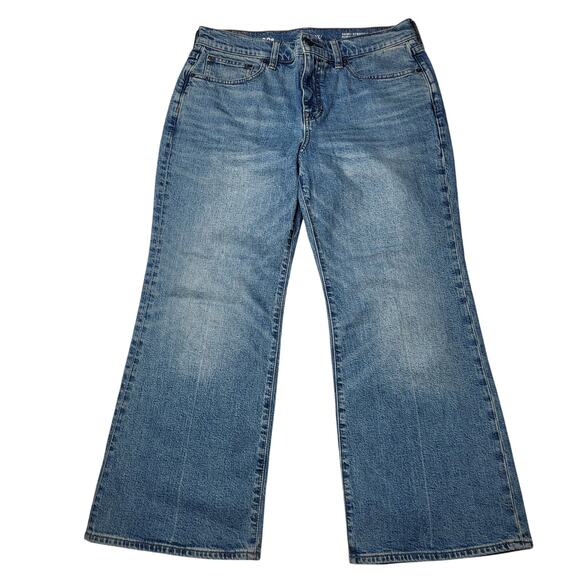 J. Crew Petite Semi Stretch High Rise Cropped Kick Out Jeans Medium Wash 29P - Picture 1 of 9